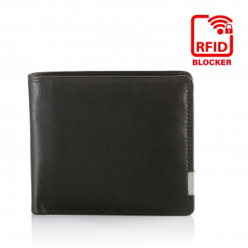 Bodenschatz Damen Leder Geldbörse Geldbeutel Portemonnaie Schwarz RFID 8-380-001