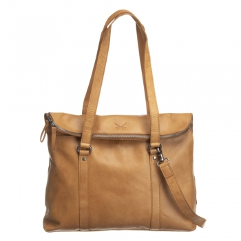 Sansibar Laptop Shoulder Bag, cognac